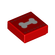 Lego Tile 1 x 1 with White Bone Print
