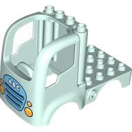 Lego Duplo Car Body Truck 4 x 4 Flatbed with 4 Top Studs and Headlights and Medium Azure Grille with 'A B C' Print