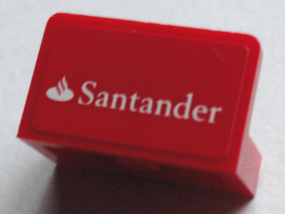 Lego Panel 1 x 2 x 1 with 'Santander' Pattern (Sticker) - Set 75913