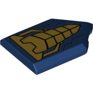 Lego Tile Special 2 x 3 Pentagonal with Gold Armor Panels Print / Dark Blue