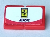 Lego Stickered Assembly 2 x 1 x 2/3 with Ferrari Logo and Black 'FXX' on White Curved Background Pattern (Sticker) - Set 8156