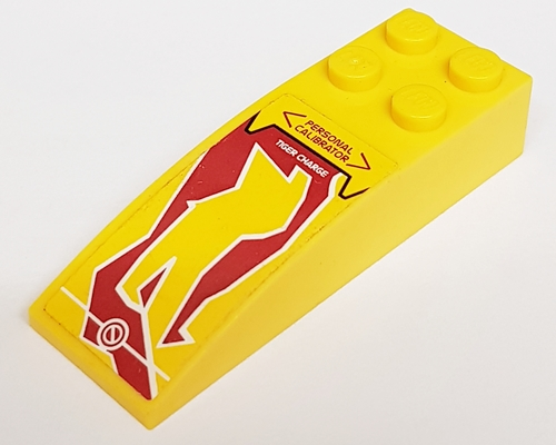 Lego Slope, Curved 6 x 2 with 'Personal Calibrator' / 'Tiger Charge' Pattern (Sticker) - Set 8113