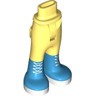 Lego Minidoll Hips and Trousers with Back Pockets with Medium Azure Boots, White Laces Print / Bright Light Yellow