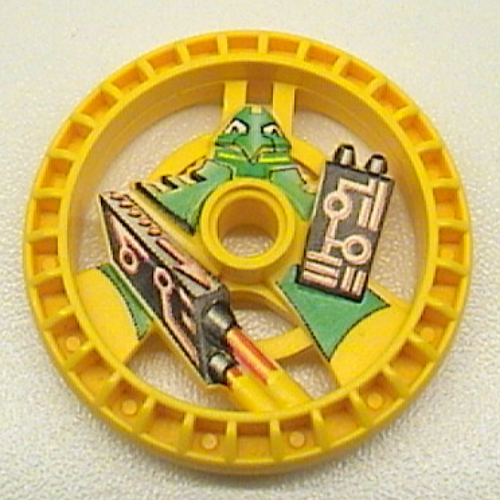 Lego Technic Disc 5 x 5 Notched, Laser with Robot Print / Yellow