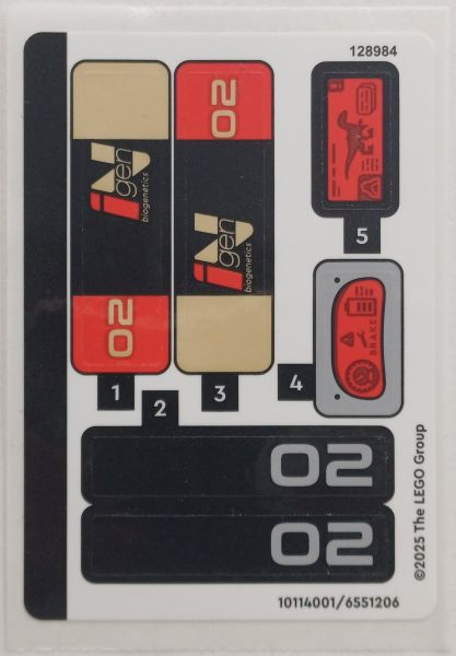 Lego Sticker Sheet for Set 76972-1