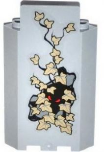 Lego Panel 3 x 3 x 6 Corner Wall without Bottom Indentations with Bricks, 22 Dark Tan Ivy Leaves and Red Eyes Pattern (Sticker) - Set 9468
