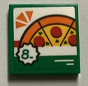 Lego Tile 2 x 2 with Pepperoni Pizza and Number 8 in Starburst Pattern (Sticker) - Set 60380