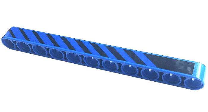 Lego Technic, Liftarm Thick 1 x 11 with Black Diagonal Stripes Pattern Model Right Side (Sticker) - Set 42141 / Blue