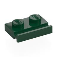 Lego Plate Special 1 x 2 with Door Rail / Dark Green