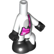 Lego Microdoll Body Cat Tail with Black Feet, Hands, Dark Pink Bag Print / White