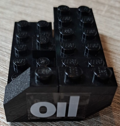 Lego Stickered Assembly 6 x 4 x 1 2/3 with White 'oil' Pattern Model Left Side (Sticker) - Set 5540