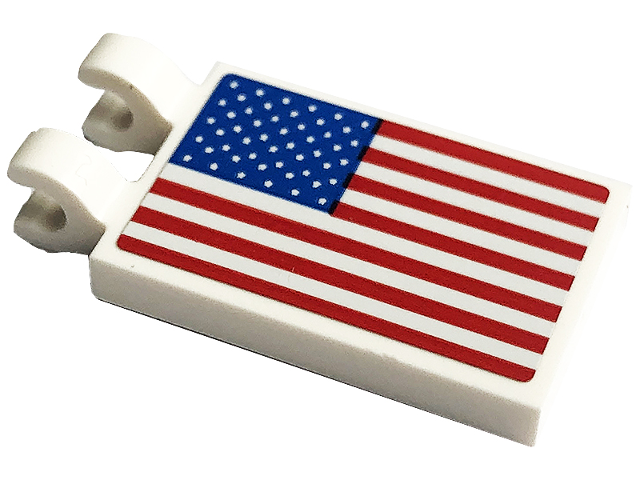 Lego Tile, Modified 2 x 3 with 2 Clips with United States of America (USA) Flag Pattern (Sticker) - Set 10266