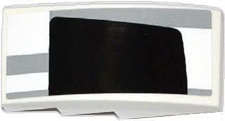 Lego Slope, Curved 4 x 2 with Light Bluish Gray Stripes and Half Black Rear Window Pattern Model Right Side (Sticker) - Set 75912