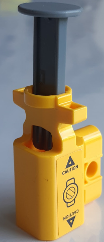 Lego Projectile Launcher, Net Shooter with Dark Bluish Gray Firing Pin with 'CAUTION' and Triangles on Yellow Background Pattern on Both Sides (Stickers) - Set 60172