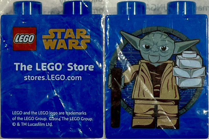 Lego Duplo, Brick 1 x 2 x 2 with Star Wars The LEGO Store stores.LEGO.com, Yoda Minifigure Pattern / Blue