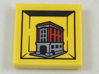 Lego Tile 2 x 2 with Miniature Set 75827 Firehouse Headquarters Pattern (Sticker) - Set 40178 / Yellow