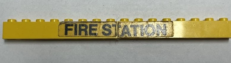 Lego Stickered Assembly 16 x 1 x 1 with Black 'FIRE STATION' Pattern (Sticker) - Set 374-1