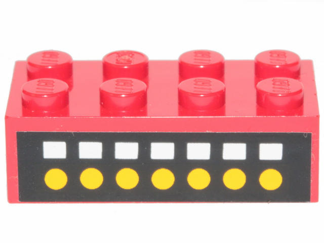 Lego Brick 2 x 4 with 7 White Squares, 7 Yellow Dots on Black Pattern (Sticker) - Set 6382