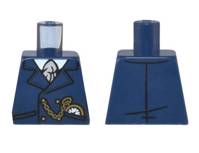 Lego Torso Suit Jacket, White Shirt, Light Bluish Gray Tie, Gold Chain and Watch Pattern / Dark Blue