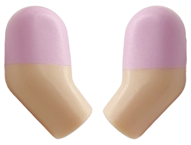 Lego Arm, (Matching Left and Right) Pair with Molded Bright Pink Short Sleeves  Pattern / Light Nougat