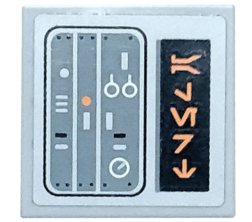 Lego Tile 2 x 2 with Aurebesh Characters 'ALERT' and Key Controls Pattern (Sticker) - Set 75098