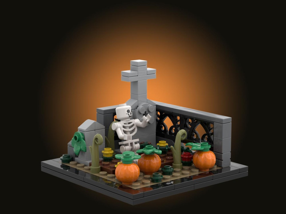 Lego Halloween pumpkin grave diorama