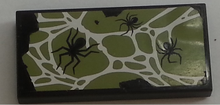 Lego Tile 2 x 4 with Spider Web and Spiders on Black Background Pattern (Sticker) - Set 70133 / Black