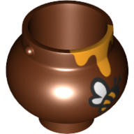 Lego Minifig Pot Small with Handle Holders and Dripping Honey and Bee Print / Reddish Brown