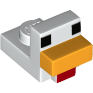 Lego Animal Body Part, Bird, Chicken 1 x 1 with Cube Head with Face Print / White