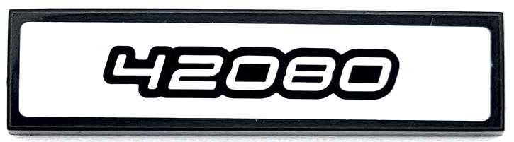 Lego Tile 1 x 4 with Black and White '42080' Pattern (Sticker) - Set 42080 / Dark Bluish Gray
