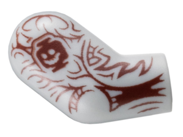 Lego Arm, Right with Dark Red Tattoo Sleeve with Skeleton Head Pattern / Light Bluish Gray