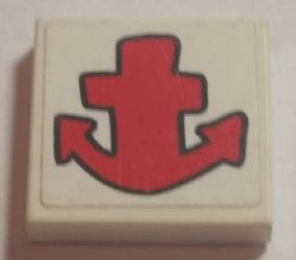 Lego Tile 2 x 2 with Red Anchor Pattern (Sticker) - Set 3832