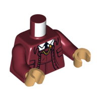 Lego Torso Jacket, Suit, White Shirt, Gold Chain Print, Dark Red Arms, Warm Tan Hands