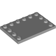Lego Plate Special 4 x 6 with Studs on 3 Edges / Light Bluish Gray