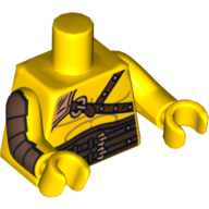 Lego Torso Gladiator Armor with Leather Print, Yellow Arms and Hands with Gold Armor Print on Right / Yellow