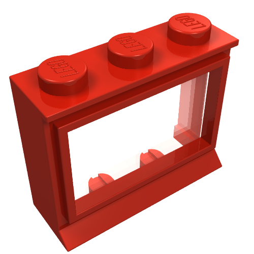 Lego Window 1 x 3 x 2 Classic with Solid Studs [Complete] / Red
