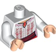 Lego Torso Blouse with Red and Pink Embroidery Print, White Arms, Light Nougat Hands