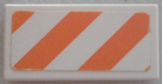 Lego Tile 1 x 2 with Orange and White Danger Stripes Pattern (Sticker) - Set 7739