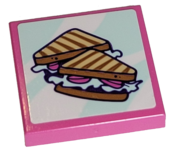 Lego Tile 2 x 2 with Grilled Sandwiches Pattern (Sticker) - Set 41336