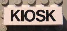 Lego Brick 1 x 4 with Black 'KIOSK' Text Pattern (Sticker) - Set 1592-2