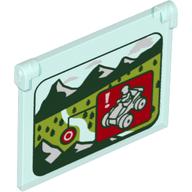 Lego Glass for Window 1 x 4 x 3 - Opening with ATV Red Warning Square Against Mountains and Field with Trees Print