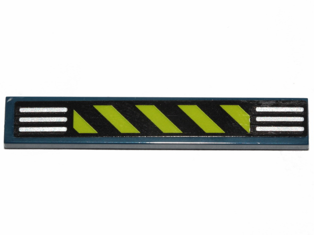 Lego Tile 1 x 6 with Lime Diagonal and White Horizontal Stripes Pattern (Sticker) - Set 70835