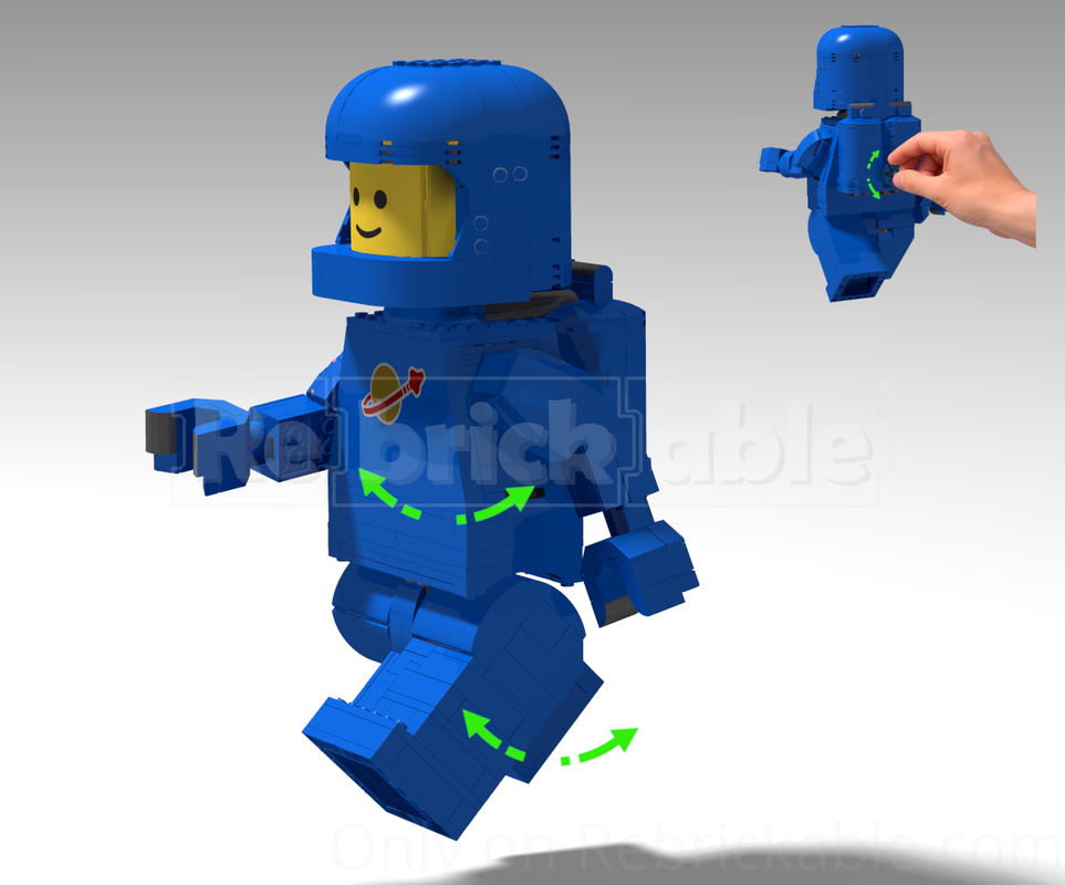 Lego Up-Scaled Blue Astronaut – Walking Motion MOD (without support)