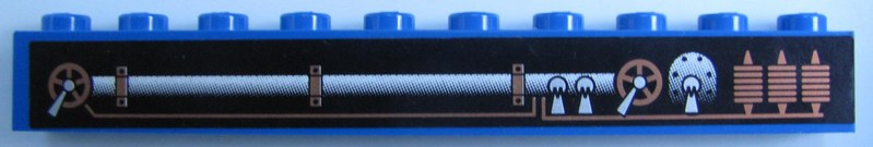 Lego Brick 1 x 10 with Engine and Pipes Pattern Model Right Side (Sticker) - My Own Train Sets