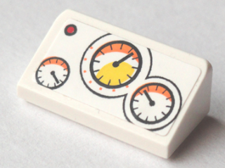 Lego Slope 30 1 x 2 x 2/3 with Red Button and 3 Gauges Pattern (Sticker) - Set 60005