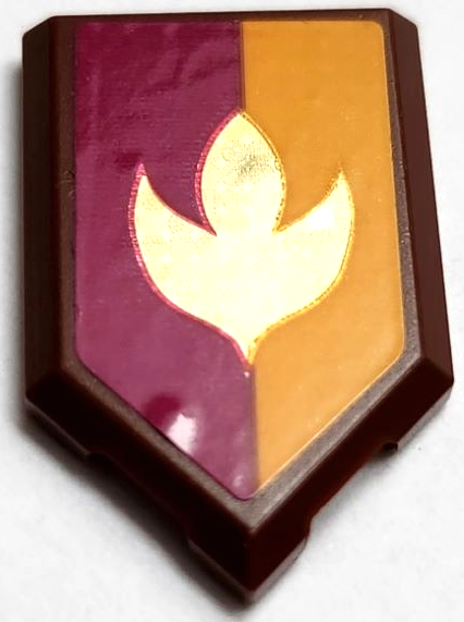 Lego Tile, Modified 2 x 3 Pentagonal with Holographic Arendelle Crest Flower on Magenta and Bright Light Orange Background Pattern (Sticker) - Set 41167