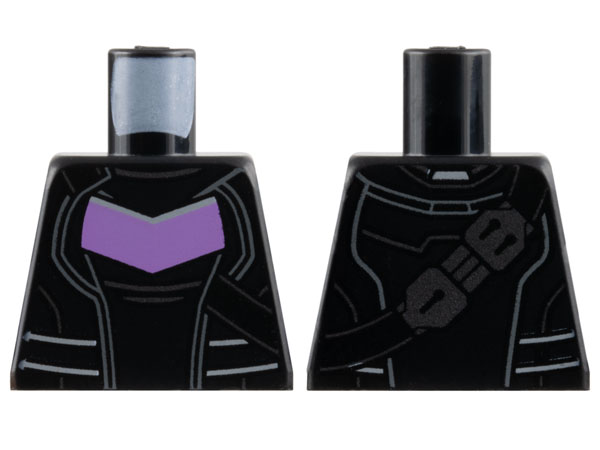 Lego Torso Armor with Light Bluish Gray Lines and Medium Lavender Chevron, Strap with Dark Silver Buckle Pattern / Black