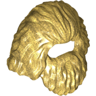 Lego Hair with Beard and Moustache, Long and Bushy / Pearl Gold