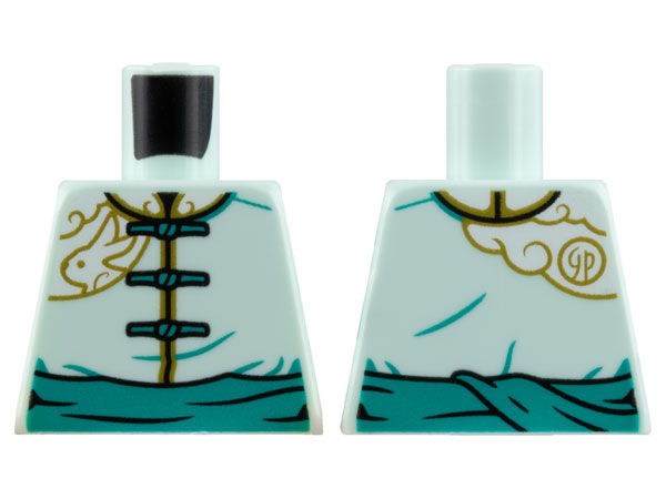 Lego Torso Tang Jacket, Dark Turquoise Laces and Sash, Gold Trim, Rabbit, and Cloud Pattern / Light Aqua
