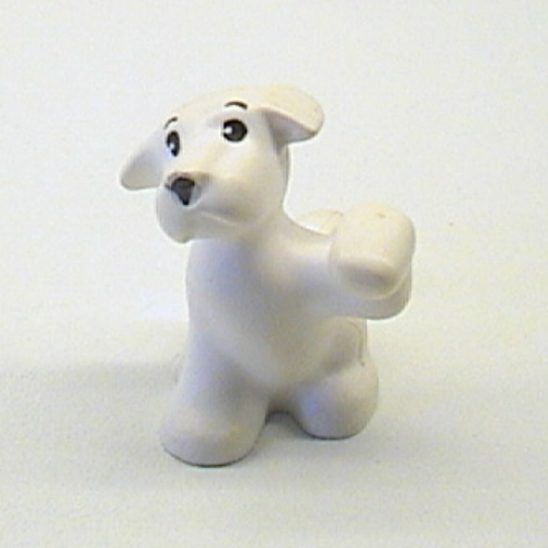 Lego Animal, Dog, Puppy Raised Paw with Face Print / White